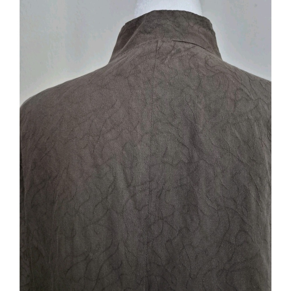 Eileen Fisher Womens Jacket Medium Brown Crinkle Snap Buttons‎ Pockets Long - Picture 8 of 16